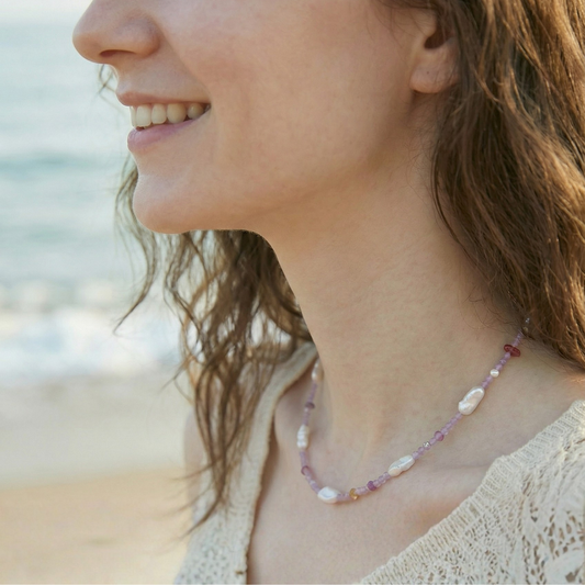 Lumi Letter The Sunlit Ripple "Lavender Drift" Bar Necklace